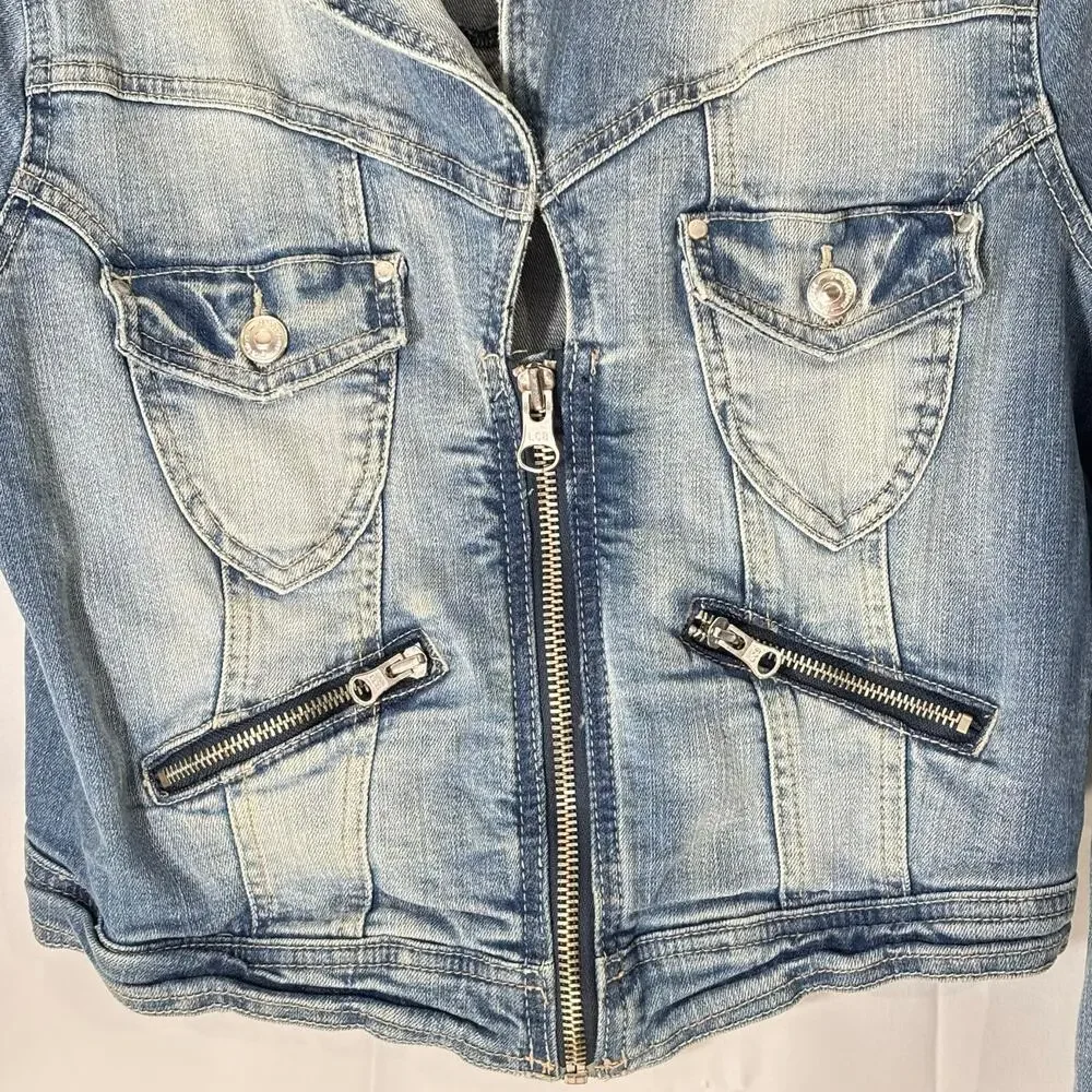 Gina Tricot Classic Denim Jacket Blue Size 40 M 12 Button Front Casual Style - Picture 4 of 5